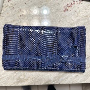 Blue snakeskin clutch/crossbody bag